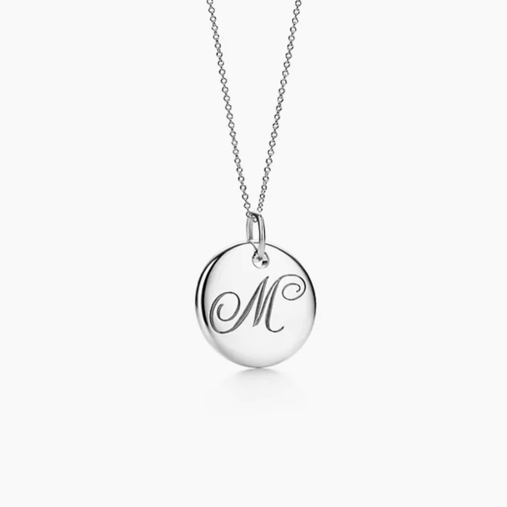 Tiffany Notes Alphabet disc charm pendant letter M